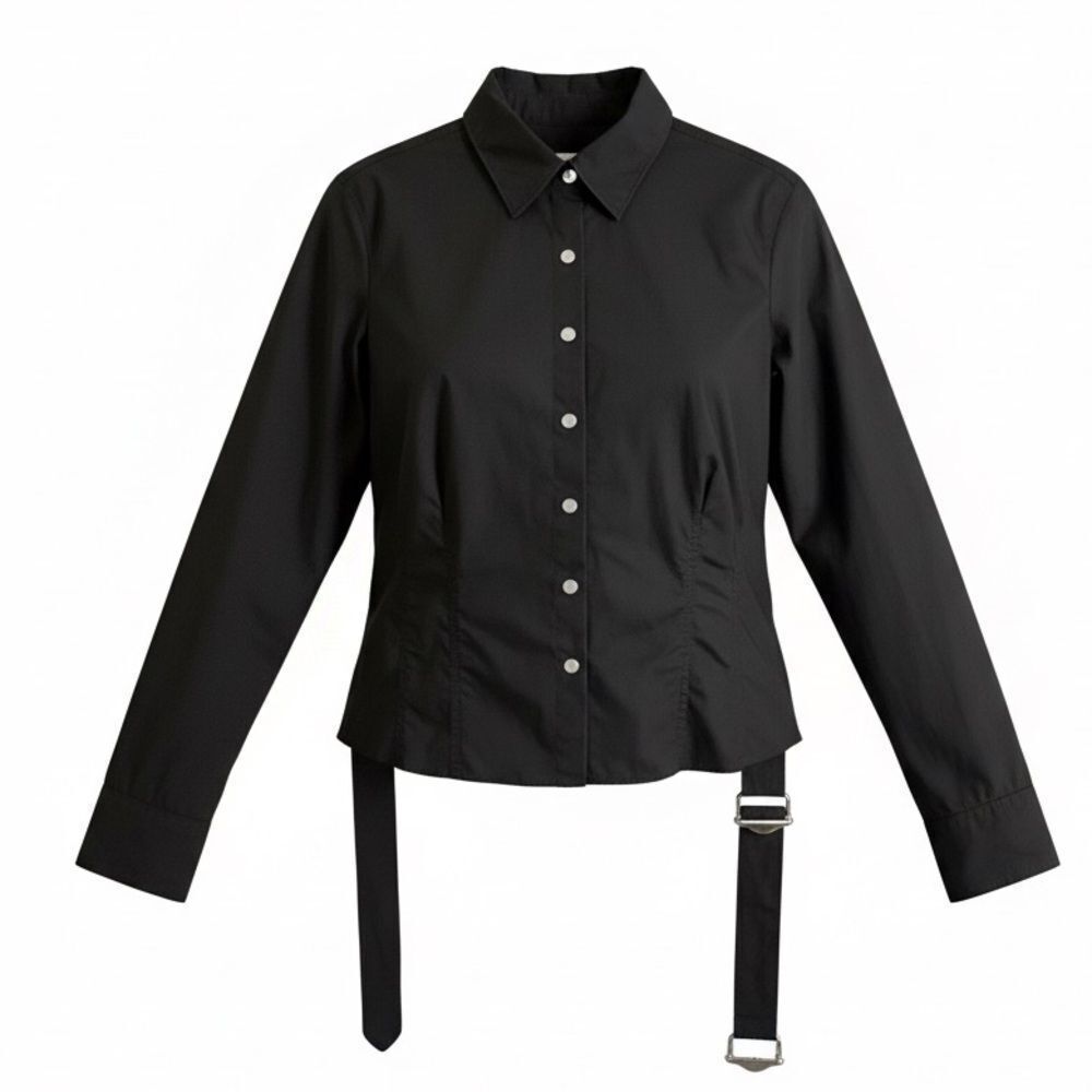 Armani Exchange women’s Black Button-Down Shirt with Belt Detail size L
